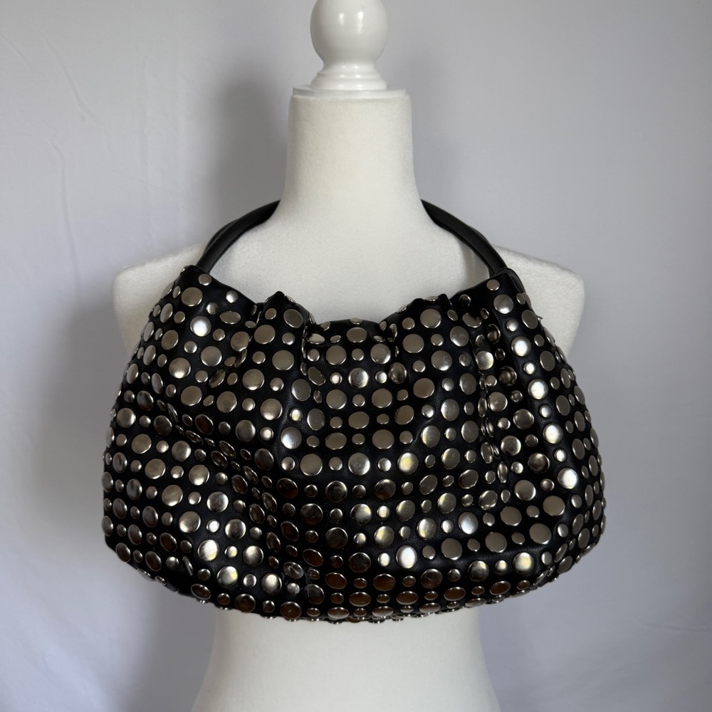 Nine West black leather & silver studded purse